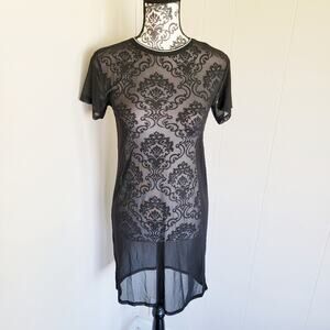 Fashion Nova Sheer Black Mesh Beach Coverup